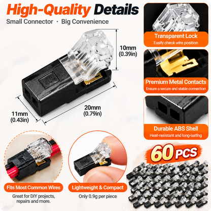 ⚡ Quick Wire Connectors 60PCS – Fast Electrical Wire Splice Connectors For DIY Repairs