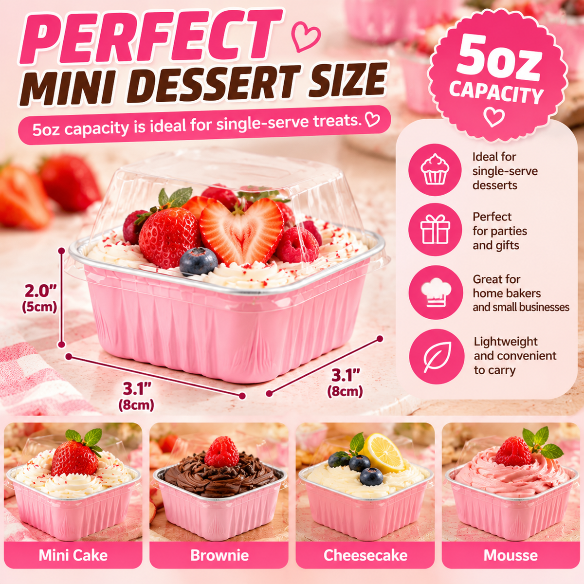 🧁 30-Pack Mini Pink Cake Pans With Lids – Create Perfect Individual Desserts For Every Celebration