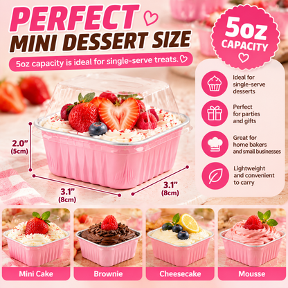 🧁 30-Pack Mini Pink Cake Pans With Lids – Create Perfect Individual Desserts For Every Celebration