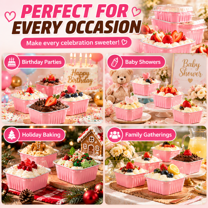 🧁 30-Pack Mini Pink Cake Pans With Lids – Create Perfect Individual Desserts For Every Celebration