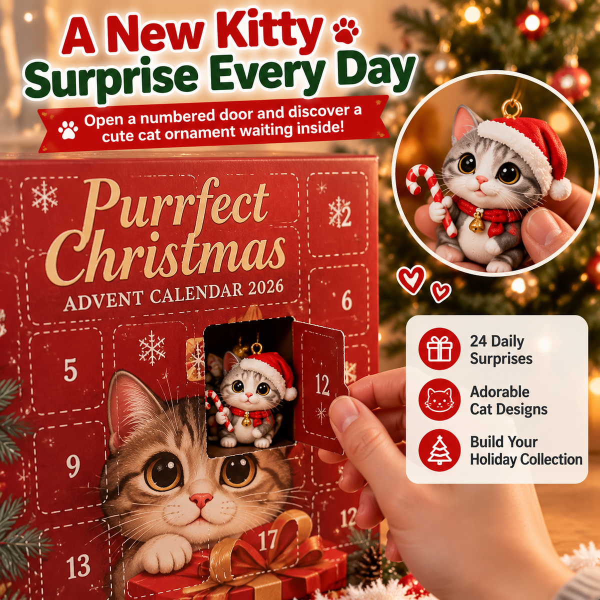 🐱 24-Day Christmas Cat Ornament Advent Calendar — A Daily Surprise For Cat Lovers