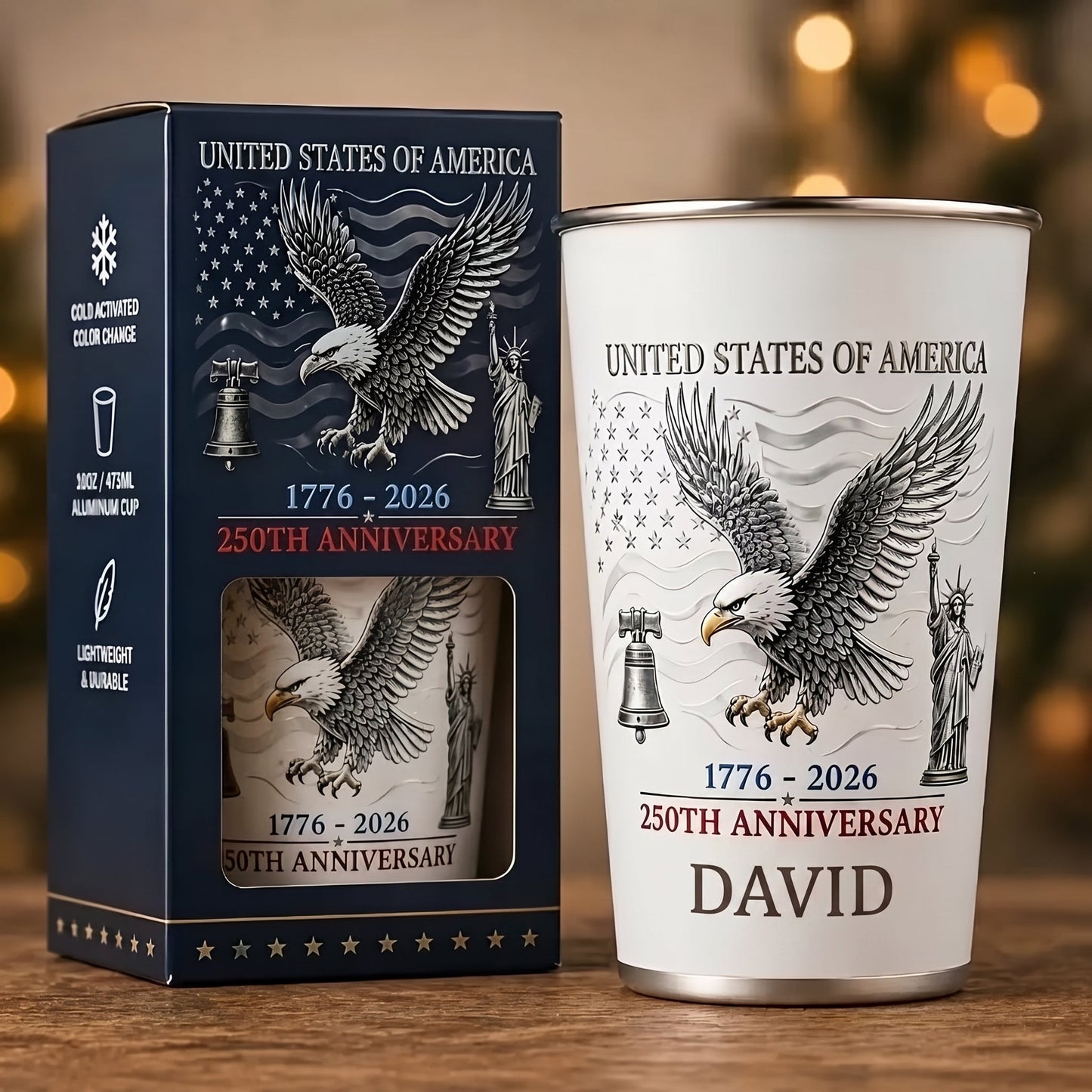 Personalized USA 250th Anniversary Color Changing Cup