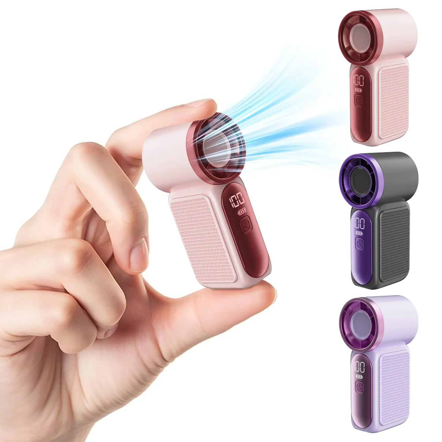 Mini Handheld Fan with LED Display | 6-Speed USB Rechargeable Pocket Fan