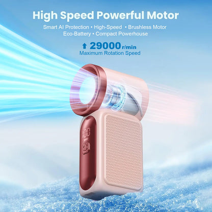 Mini Handheld Fan with LED Display | 6-Speed USB Rechargeable Pocket Fan