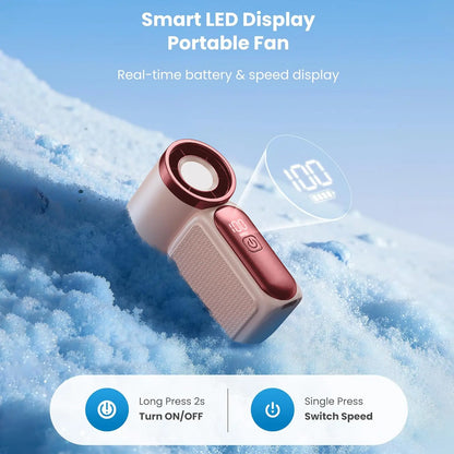 Mini Handheld Fan with LED Display | 6-Speed USB Rechargeable Pocket Fan