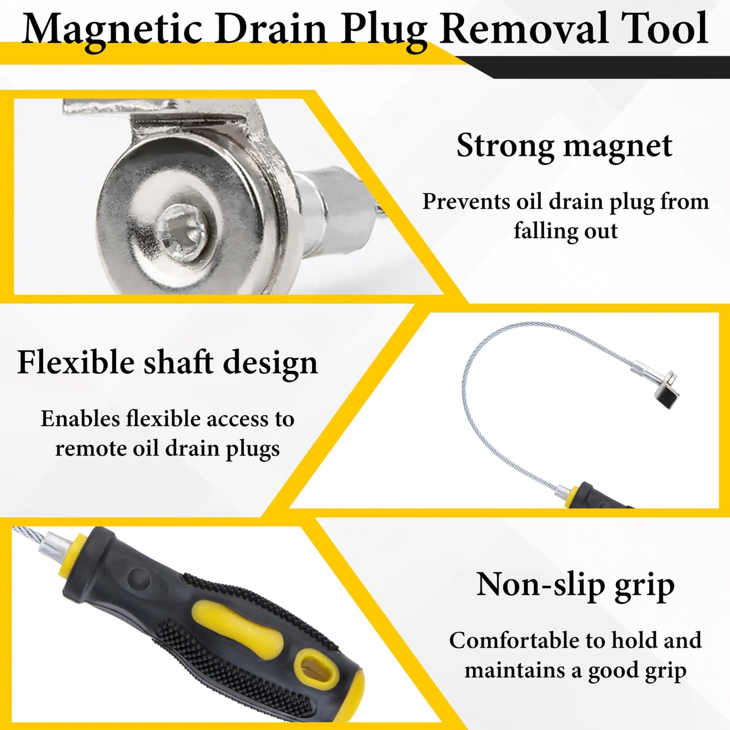 Magnetic Oil Drain Plug Remover Tool | 14 Inch Anti-Scald Flexible Sump Plug Tool