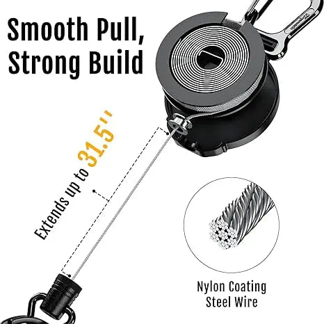 Heavy Duty Retractable Badge Holder with Carabiner Clip