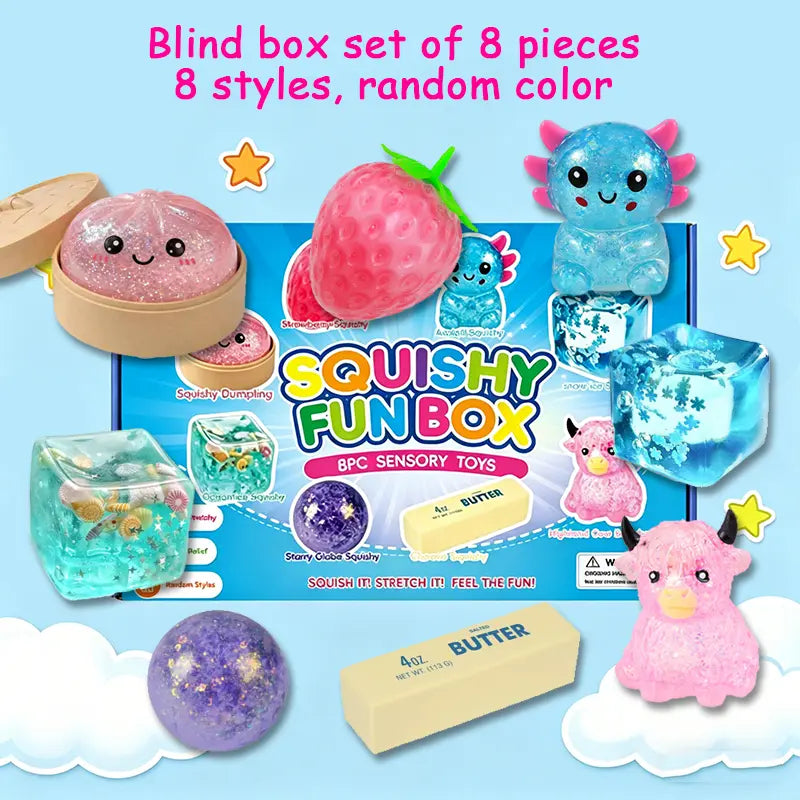 8-Piece Mystery Squishy Blind Box Set | Slow Return Fidget Toys