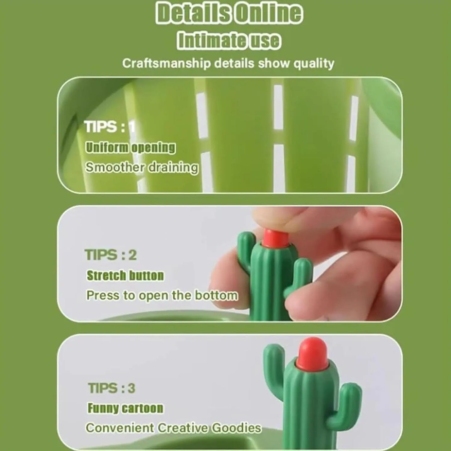 2pcs Cactus Sink Filter Basket – Cute Press-To-Dump Kitchen Sink Strainer