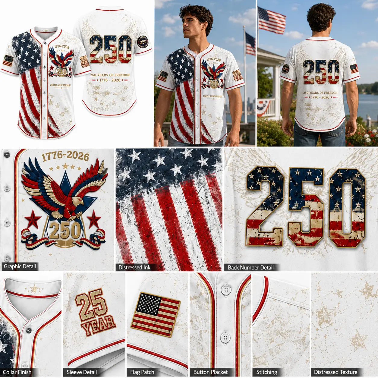 USA 250th Anniversary Baseball Jersey | 1776–2026 Patriotic Shirt