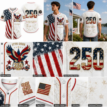 USA 250th Anniversary Baseball Jersey | 1776–2026 Patriotic Shirt