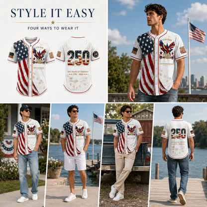 USA 250th Anniversary Baseball Jersey | 1776–2026 Patriotic Shirt