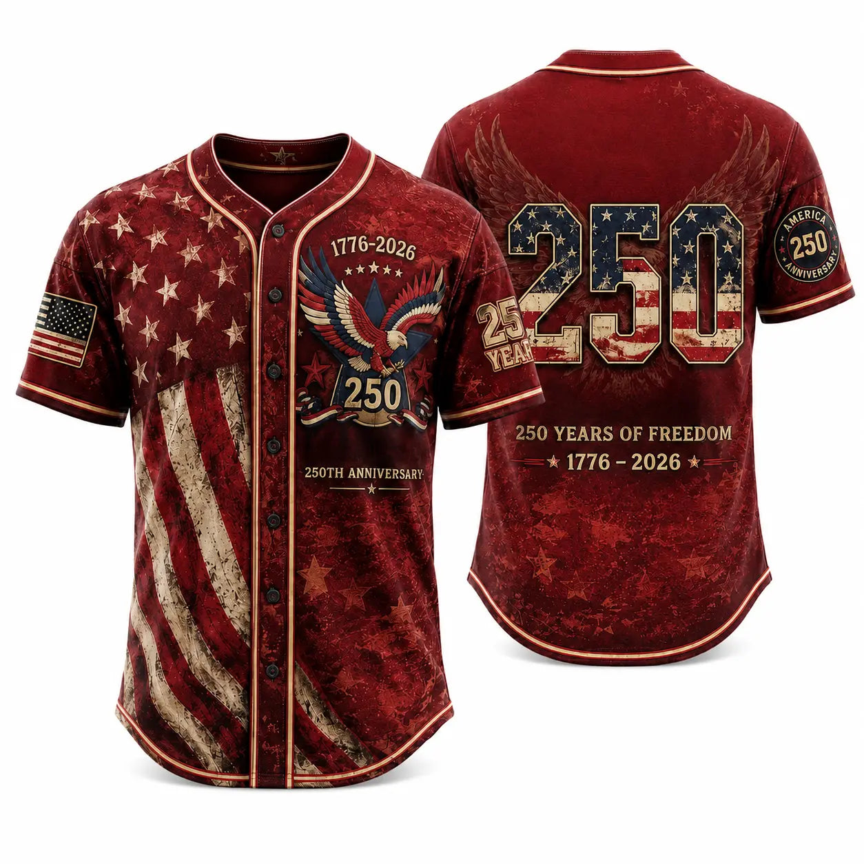 USA 250th Anniversary Baseball Jersey | 1776–2026 Patriotic Shirt