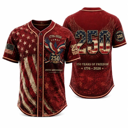 USA 250th Anniversary Baseball Jersey | 1776–2026 Patriotic Shirt
