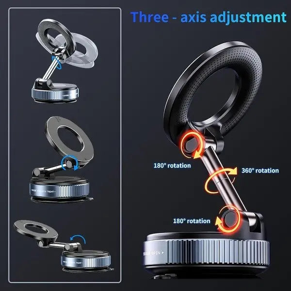 Foldable Magnetic Car Phone Holder | 20 N52 Magnets MagSafe Mount