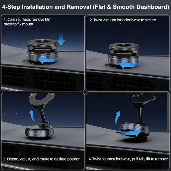 Foldable Magnetic Car Phone Holder | 20 N52 Magnets MagSafe Mount