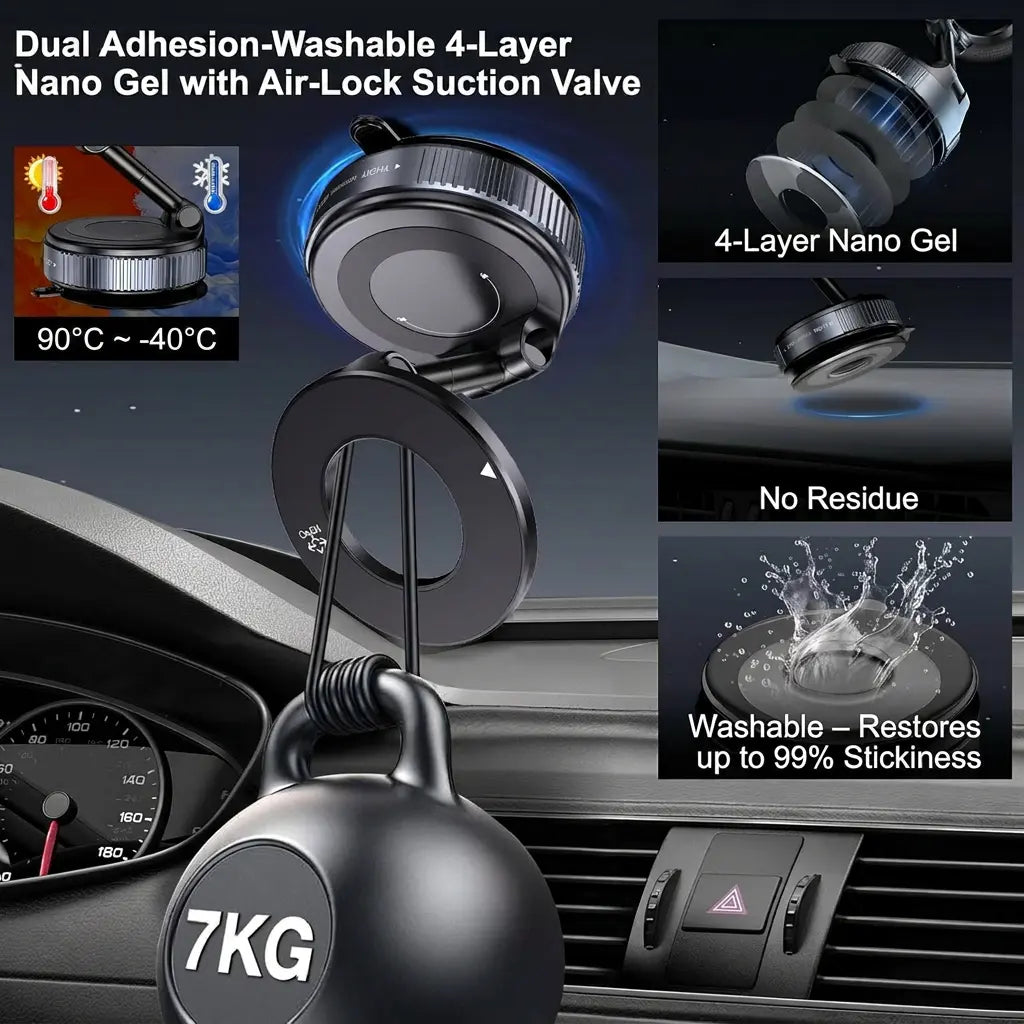 Foldable Magnetic Car Phone Holder | 20 N52 Magnets MagSafe Mount