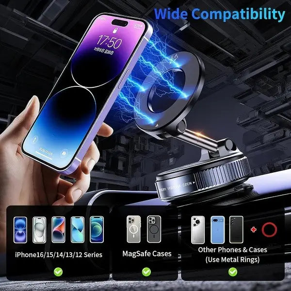 Foldable Magnetic Car Phone Holder | 20 N52 Magnets MagSafe Mount