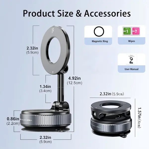 Foldable Magnetic Car Phone Holder | 20 N52 Magnets MagSafe Mount