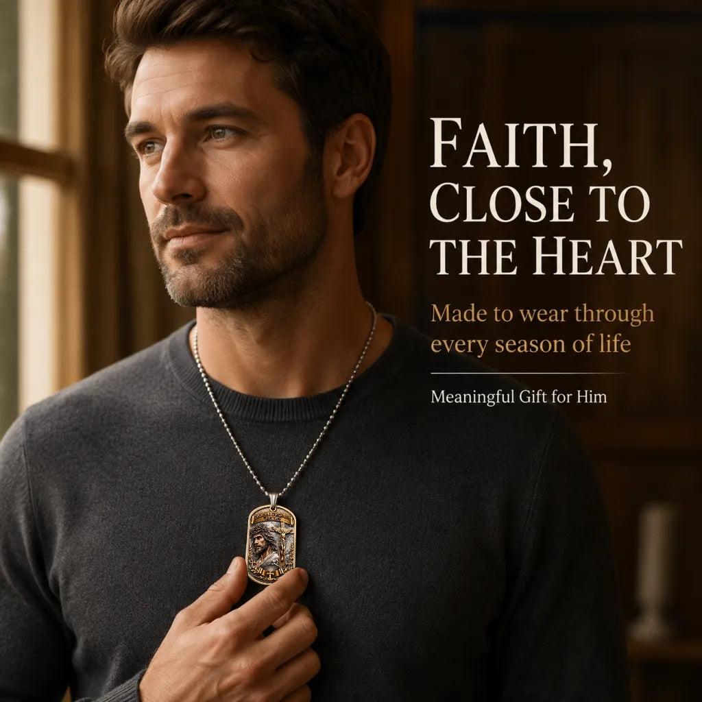 ✝️ 'The Ultimate Love' Reversible Christian Dog Tag Necklace – Jesus Crucifix & Empty Tomb