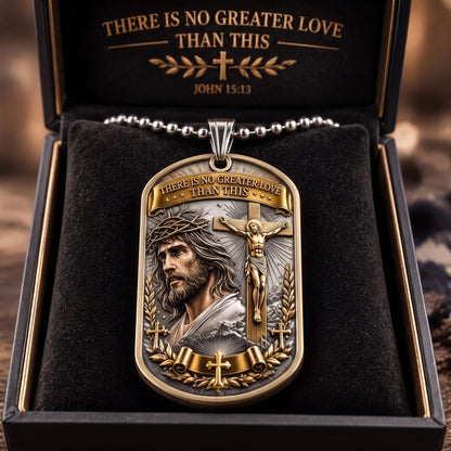 ✝️ 'The Ultimate Love' Reversible Christian Dog Tag Necklace – Jesus Crucifix & Empty Tomb