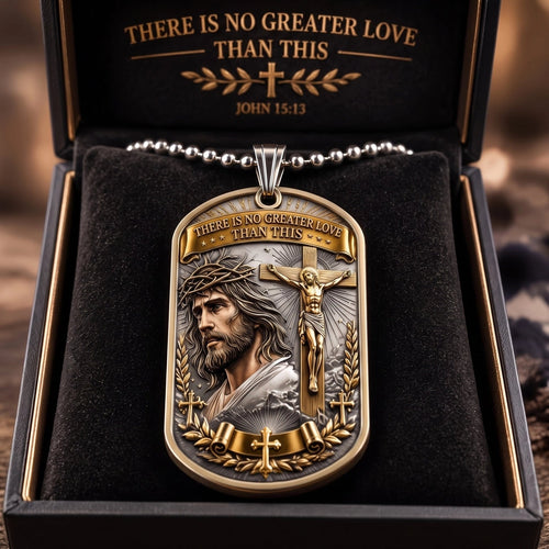 ✝️ 'The Ultimate Love' Reversible Christian Dog Tag Necklace – Jesus Crucifix & Empty Tomb