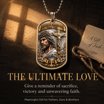 ✝️ 'The Ultimate Love' Reversible Christian Dog Tag Necklace – Jesus Crucifix & Empty Tomb