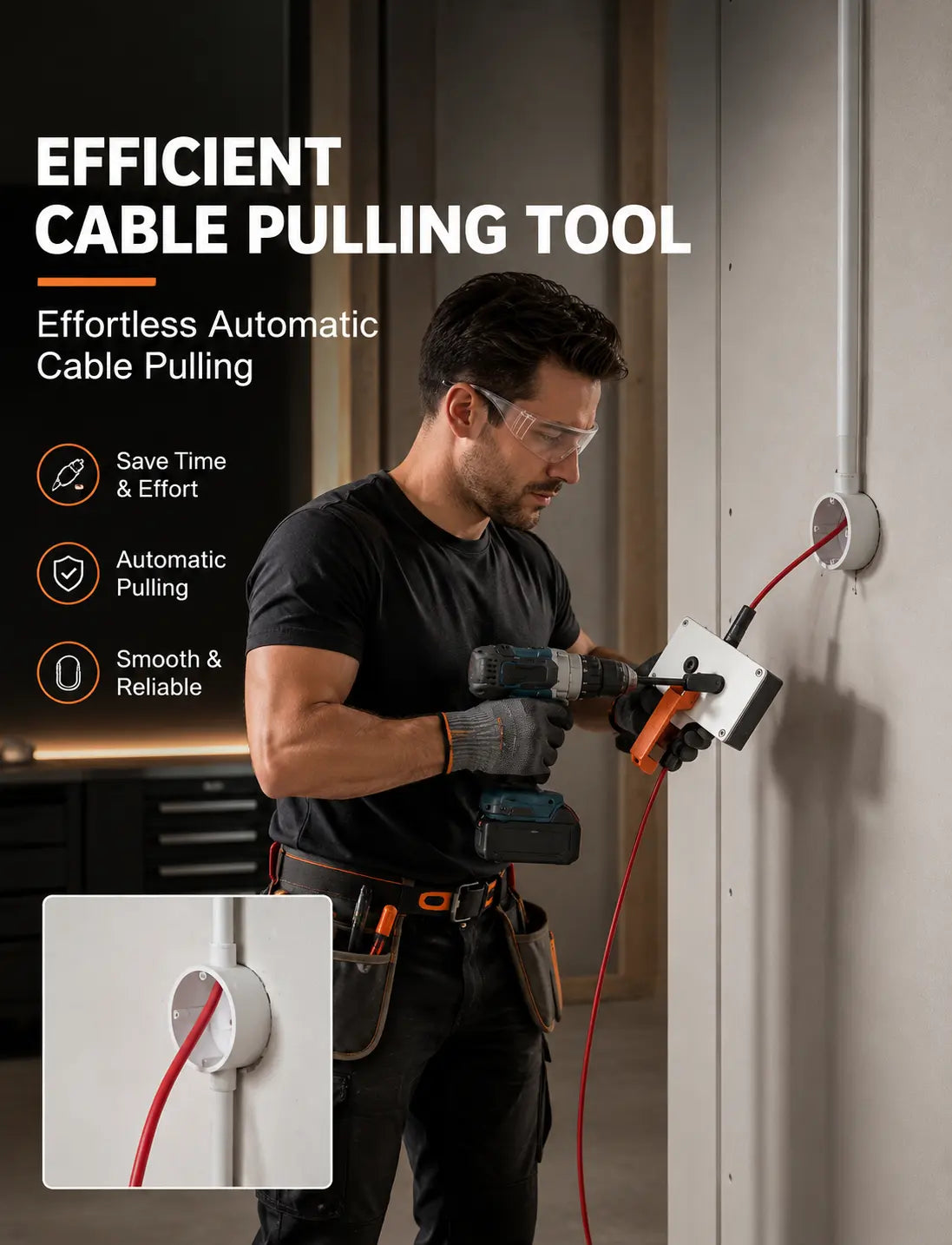 ⚡ Drill-Powered Wire Puller – Fast Conduit Cable Feeding Tool