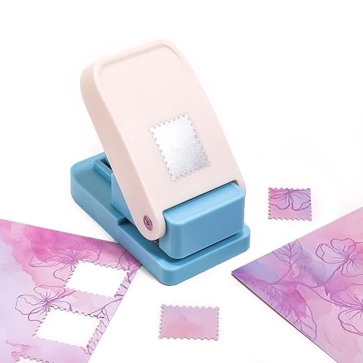 Easy-Press Postage Stamp Paper Punch – Large Craft Cutter for Scrapbooking & Card Making
