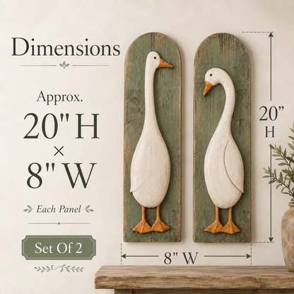 🪿 Set of 2 Handcrafted Rustic Goose Wall Art – Vintage Farmhouse Charm