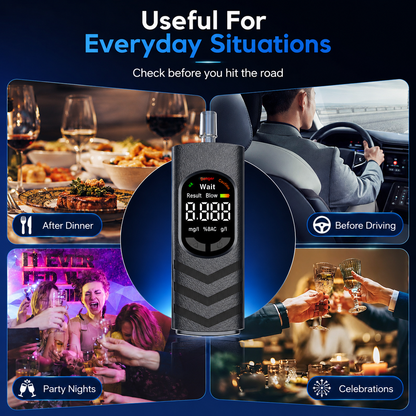 🚗 Rechargeable Digital Alcohol Breath Tester – Voice Broadcast & Tri-Color Alert