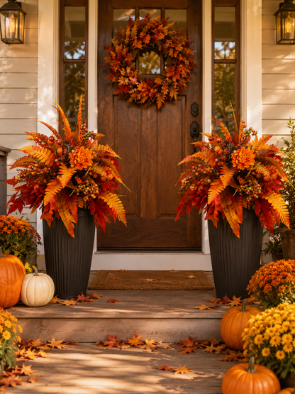 🍂 Autumn Harvest Floral Garden Stake – Full & Maintenance-Free Fall Planter Decor