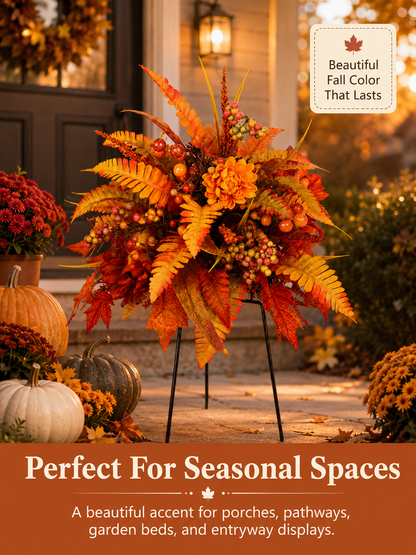 🍂 Autumn Harvest Floral Garden Stake – Full & Maintenance-Free Fall Planter Decor