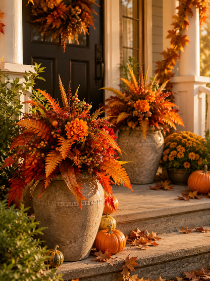 🍂 Autumn Harvest Floral Garden Stake – Full & Maintenance-Free Fall Planter Decor