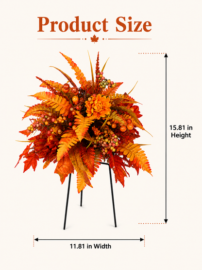 🍂 Autumn Harvest Floral Garden Stake – Full & Maintenance-Free Fall Planter Decor