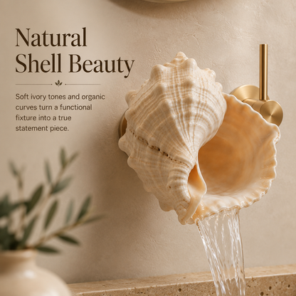 🐚 Coastal Seashell Waterfall Faucet – Sculptural Wall-Mounted Bathroom Fixture