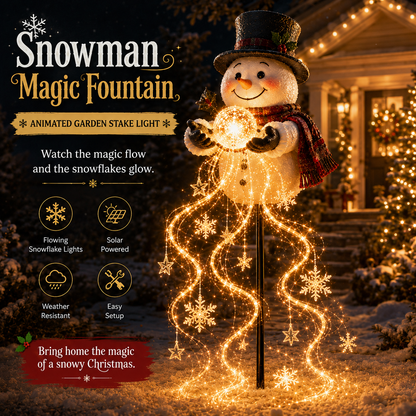 ⛄ Solar Snowman Magic Fountain Light – Flowing Snowflake Christmas Yard Decor