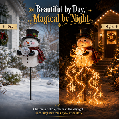 ⛄ Solar Snowman Magic Fountain Light – Flowing Snowflake Christmas Yard Decor