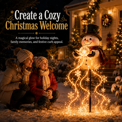 ⛄ Solar Snowman Magic Fountain Light – Flowing Snowflake Christmas Yard Decor