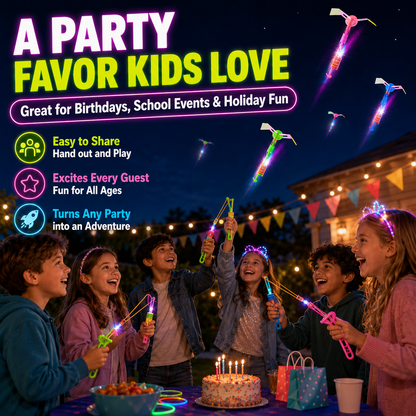 🚁 24-Set LED Flying Helicopters – 48-Piece Glow-in-the-Dark Slingshot Party Pack