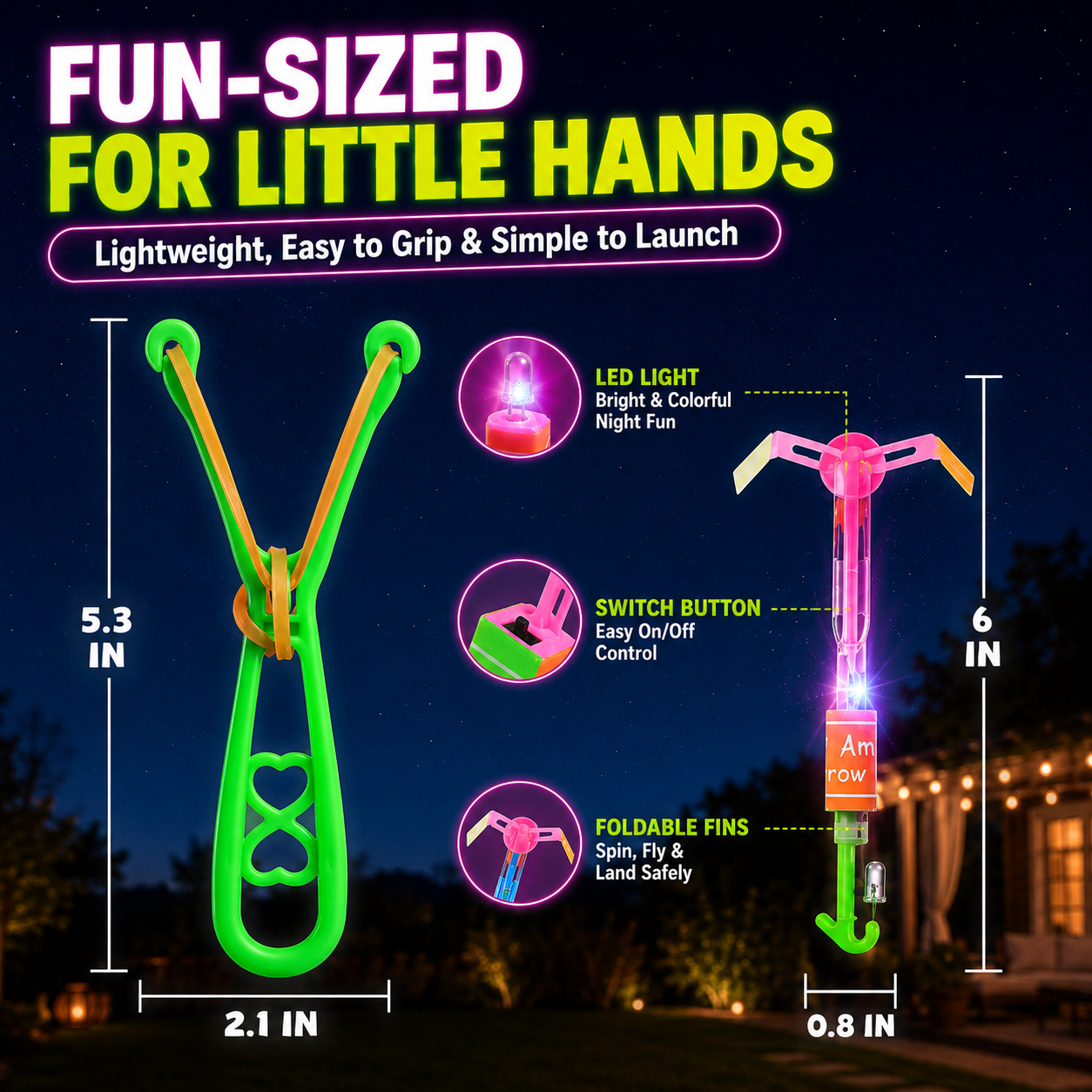 🚁 24-Set LED Flying Helicopters – 48-Piece Glow-in-the-Dark Slingshot Party Pack