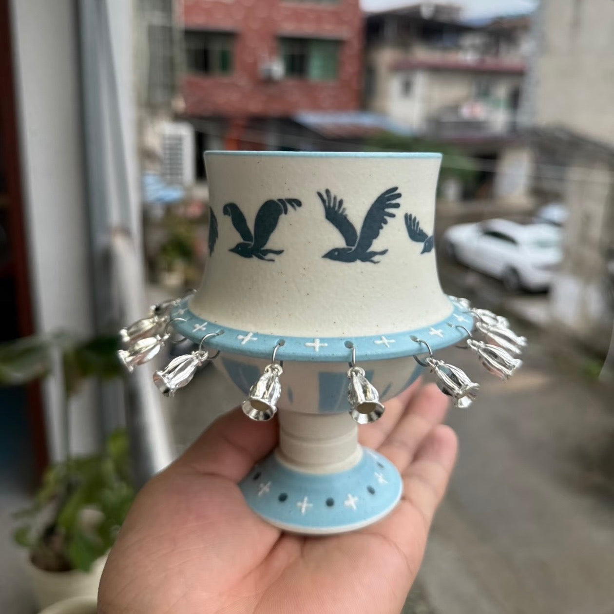 Flying Bird – Handcrafted Ceramic Spinner Goblet