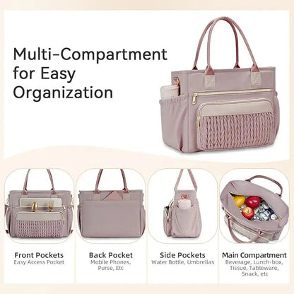 🥗 Large Capacity Insulated Lunch Tote – Leakproof Multi-Pocket Lunch Bag for Women