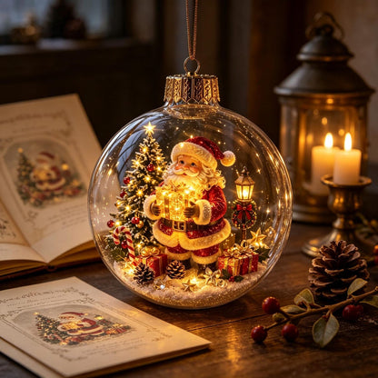 🎄 Light-Up 3D Christmas Ornaments – Battery Operated Warm White LED Scene Baubles