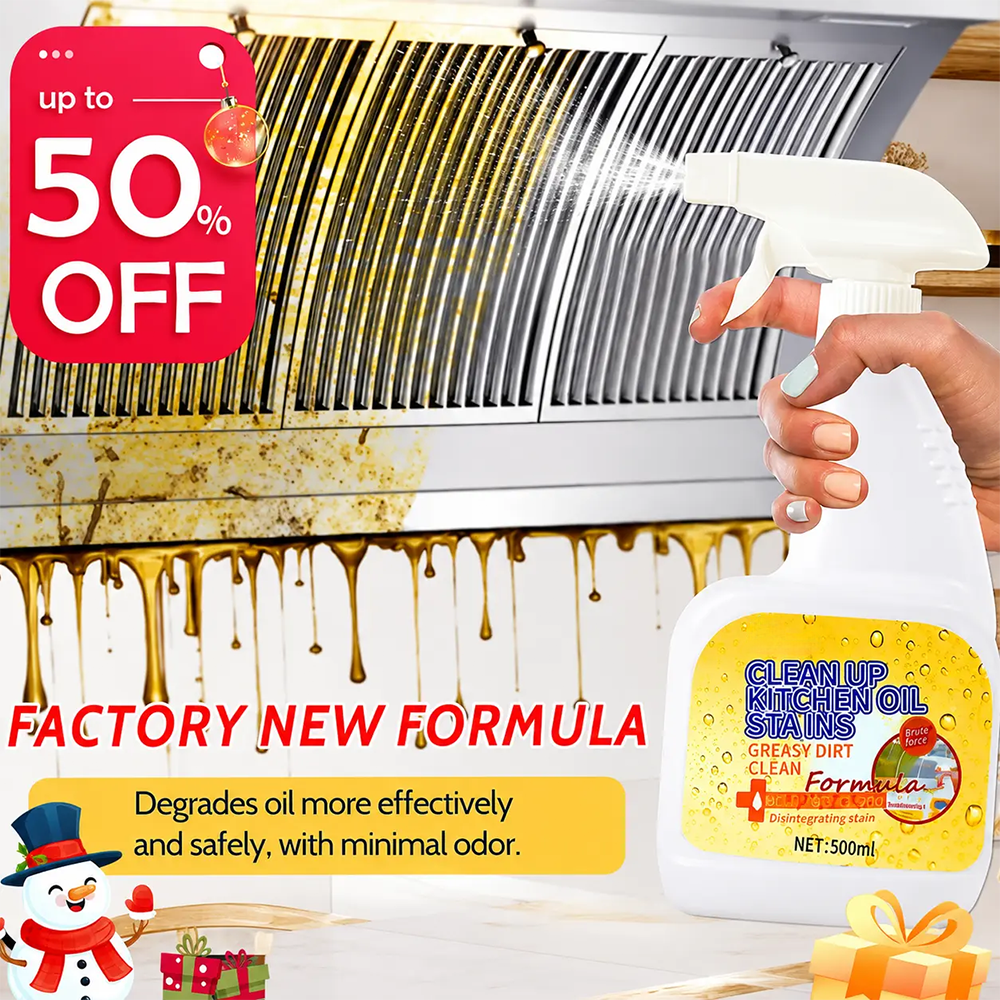 🔥 50% OFF!🫧Heavy Duty Kitchen Degreaser Spray Lasting Effect Heavy Oil Cleaner Stain Removal Liquid for Kitchen