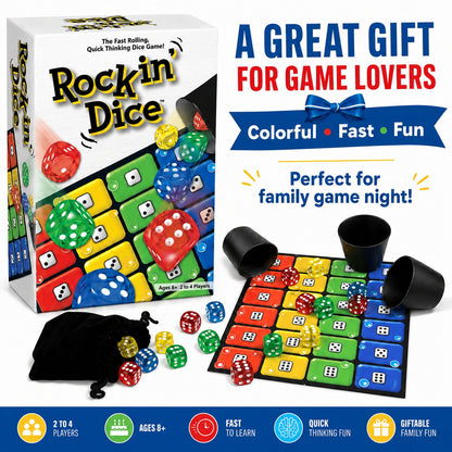 🎲 Fast-Paced Rocking Dice Game – Family Party Board Game for Kids & Adults, Fun Screen-Free Tabletop Challenge