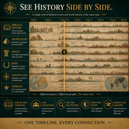 📜 6,000 Years of Biblical & World History – 23-Foot Fold-Out Synchronological Timeline
