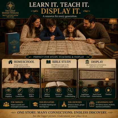 📜 6,000 Years of Biblical & World History – 23-Foot Fold-Out Synchronological Timeline