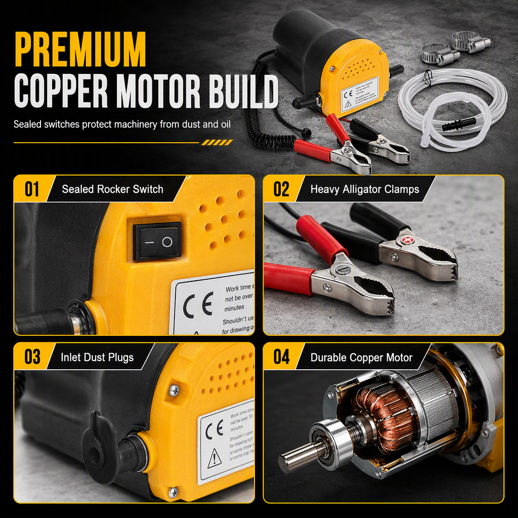 🚗 12V/24V Electric Oil Transfer Pump – Self-Priming Fuel & Oil Pump for Cars, Trucks & Machinery
