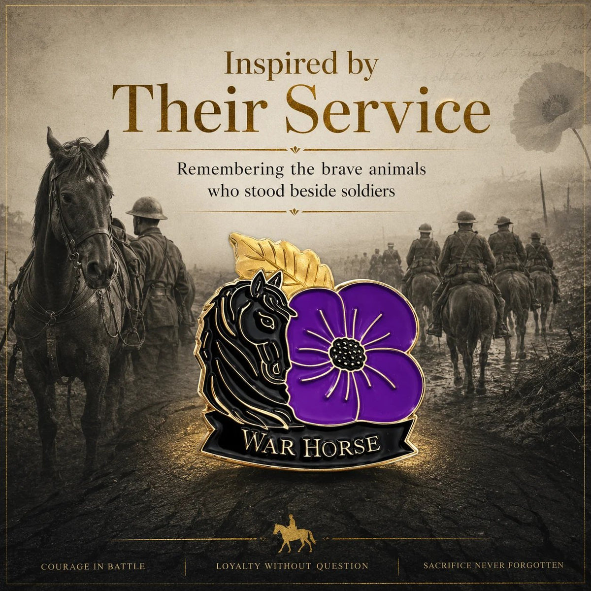 🎁 Limited Edition WarHorse Purple Poppy 1llthAnniversaryRemembrance Brooch